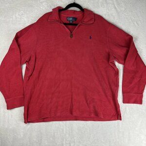 POLO Ralph Lauren LS 1/4 zip pullover sweater men XXL red mock neck 100% cotton